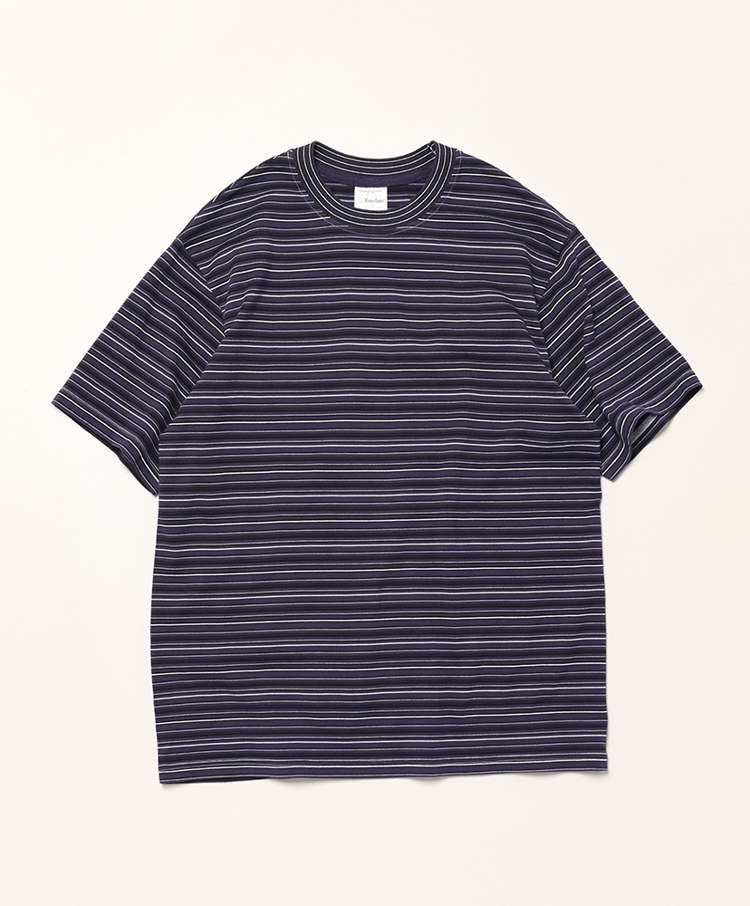 Garment Dyed Random Border T-Shirt(2(MEN) Bordeaux×Yellow