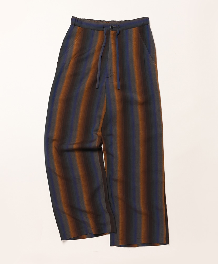 Wide Easy Trousers - Wool Rayon Gradetion Stripe(M(MEN