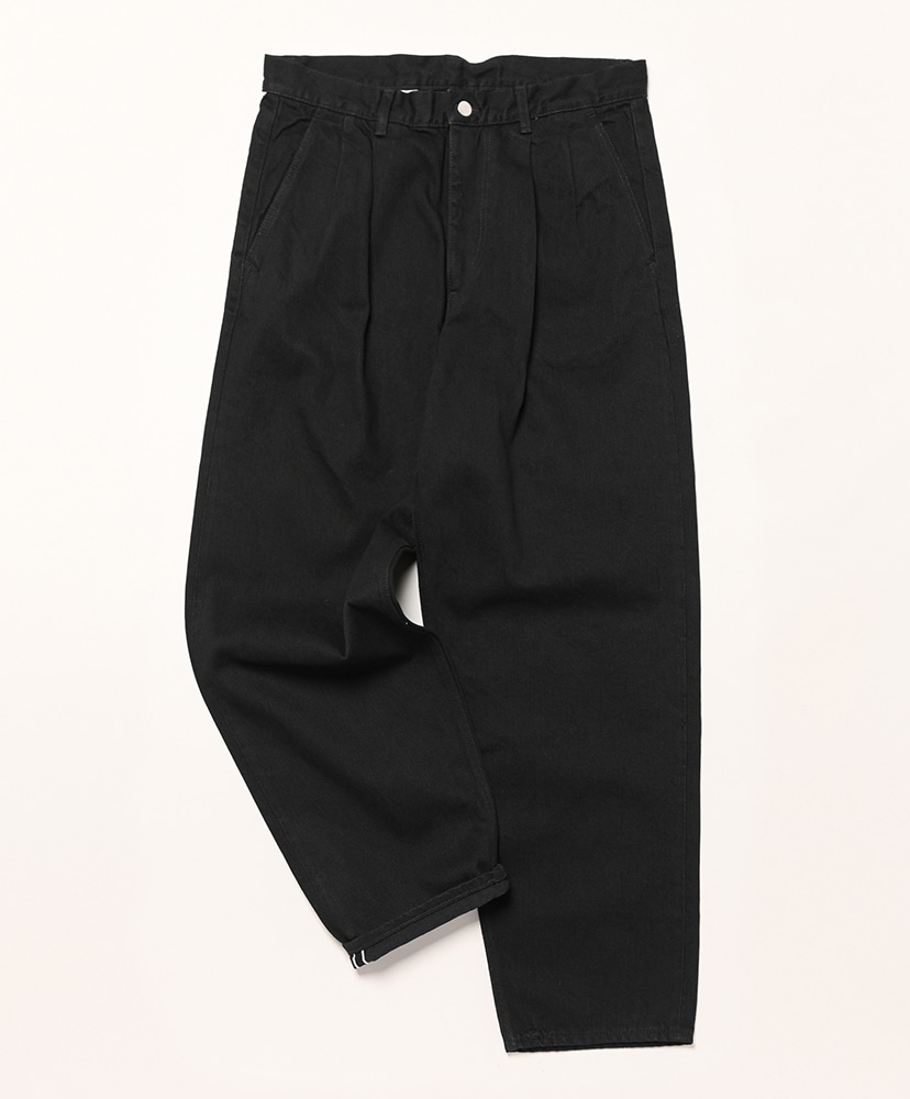 Selvage Denim Two Tuck Tapered Pants(1(MEN) Black Washed