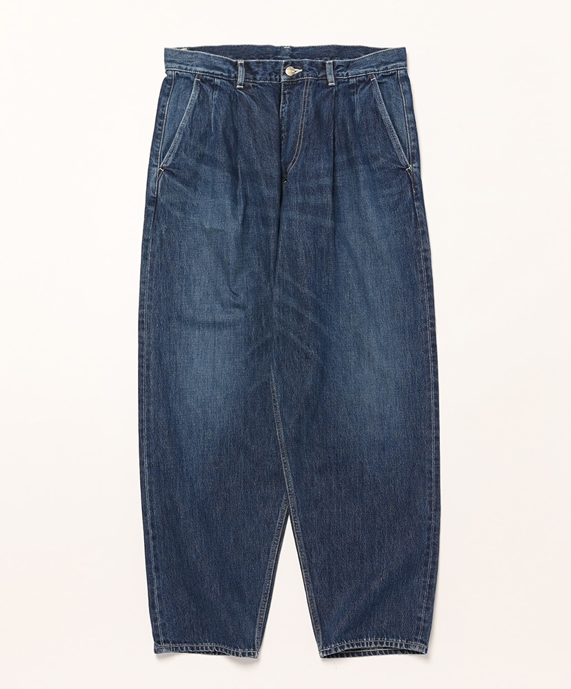 ファクトリエ　ワイドストレートデニム/ネイビー27インチ Selvage Denim Two Tuck Tapered Pants -DARK FADE-(1(MEN