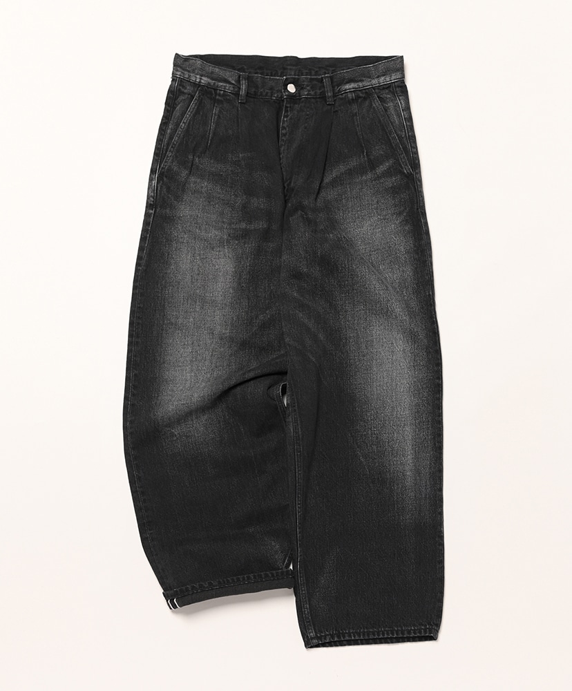 たか様ブルー1つと黒2 Selvage Denim Two Tuck Pants-DARK FADE-(1(MEN) Black Dark