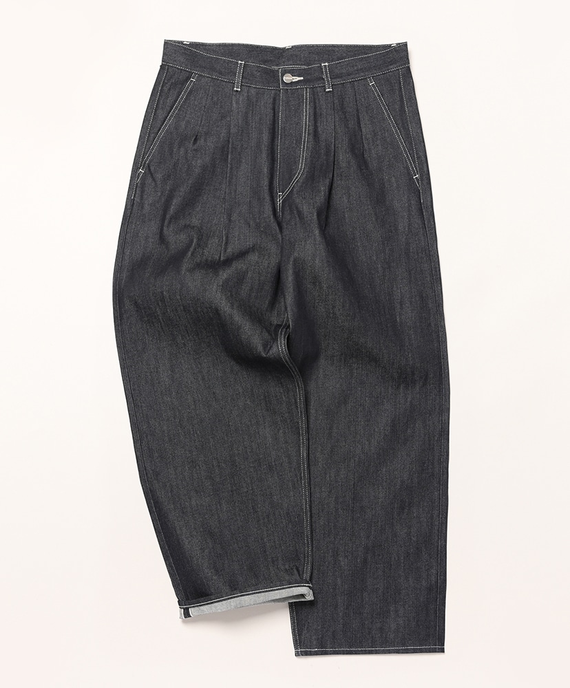 Selvage Denim Two Tuck Pants(1(MEN) Black Washed/ブラック