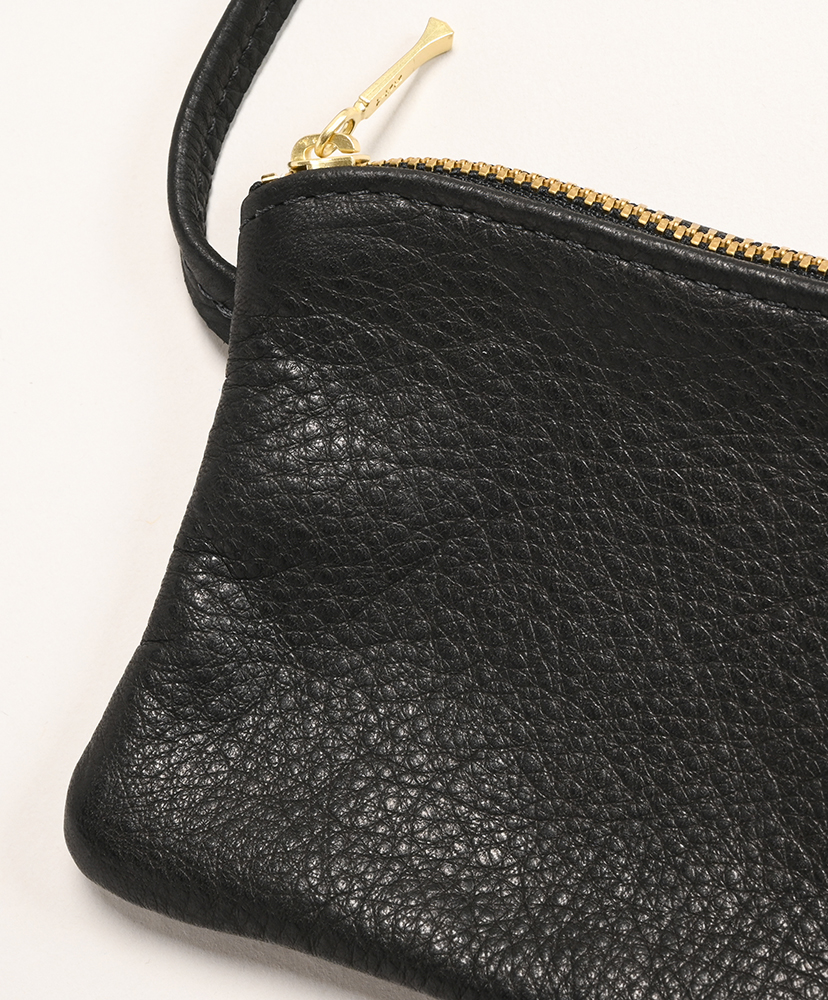 6 Inch Zippered Pouch With Leather Code Black/ブラック ONE