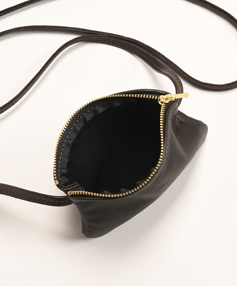 6 Inch Zippered Pouch With Leather Code Brown/ブラウン ONE