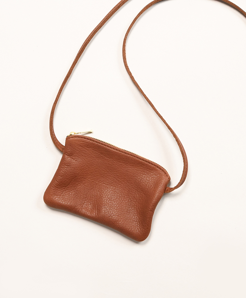 6 Inch Zippered Pouch With Leather Code Cognac/コニャック ONE