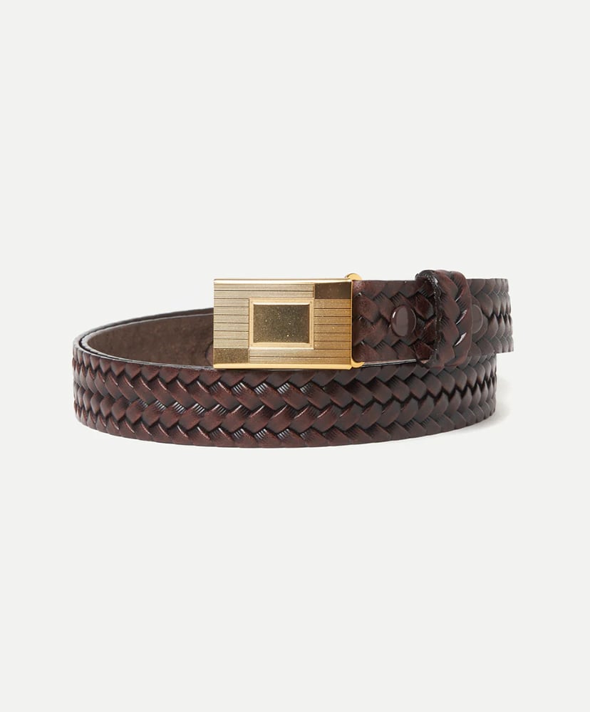 Lot.021 Busketweave Pattern Belt(OS Mud Dyed Brown/マッド