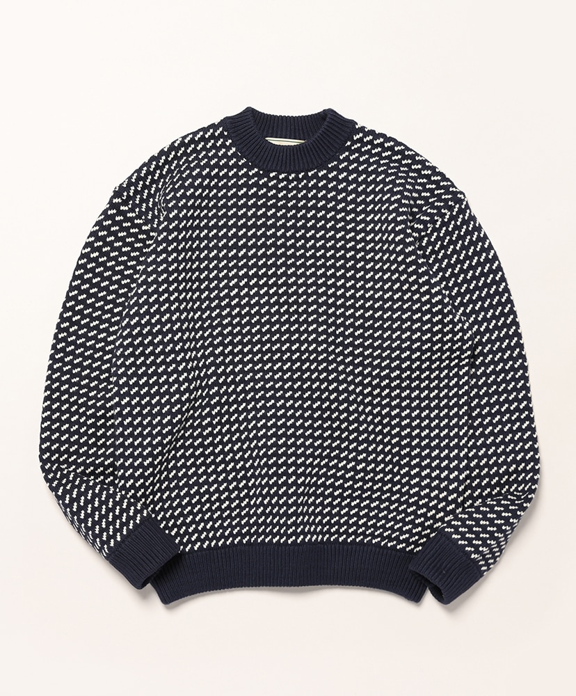 Wayne Sweater Bird's-Eye(L(MEN) Charcoal×Plum×Teal