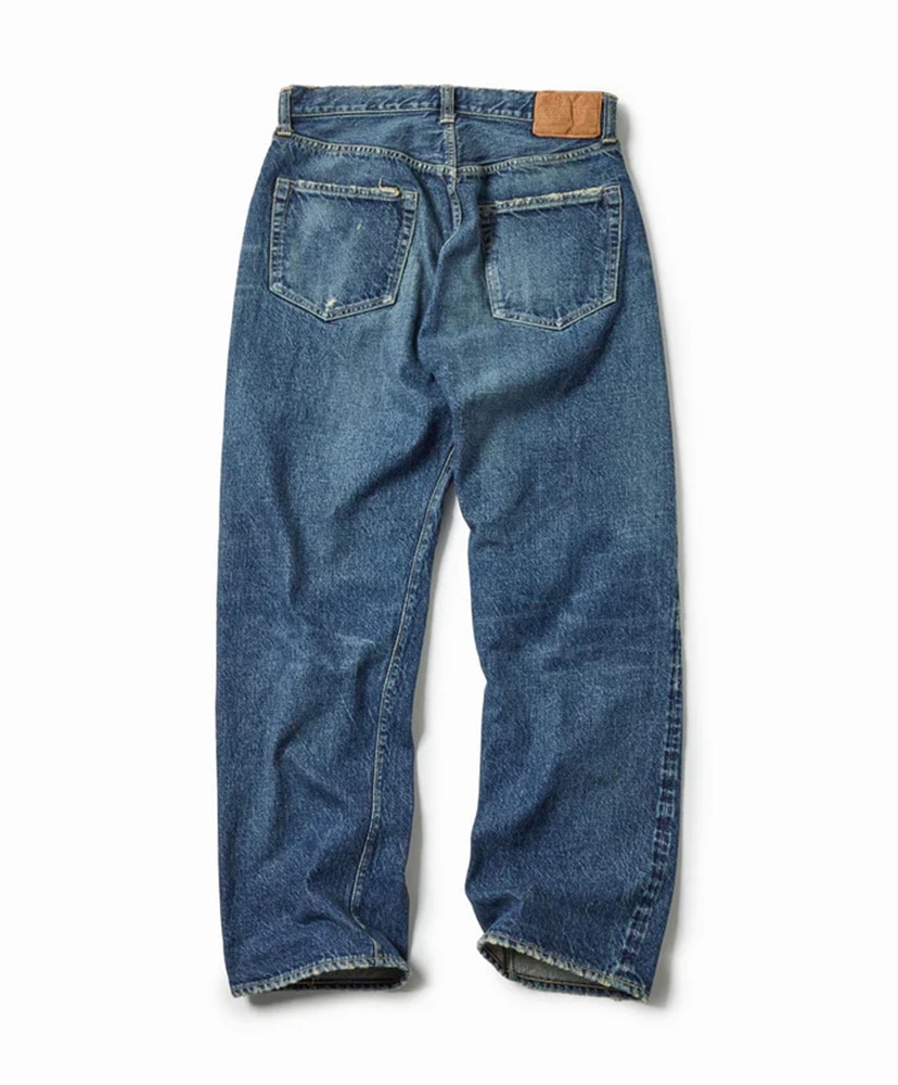 Recycled Waste Suvin Cotton Yarn 14oz. Denim 5pocket Straight Pants Vintage Washed (Zipper Fly) Navy/ネイビー L(MEN)