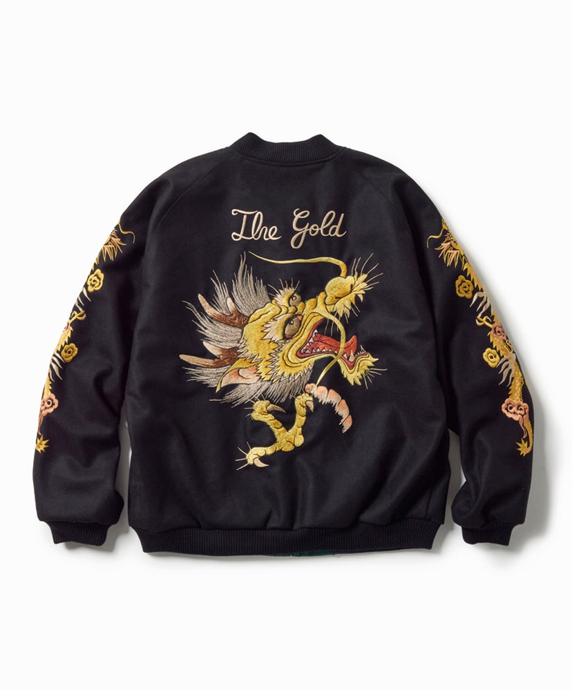 Wool Melton × Acetate Souvenir Jacket - Dragon Head(M(MEN