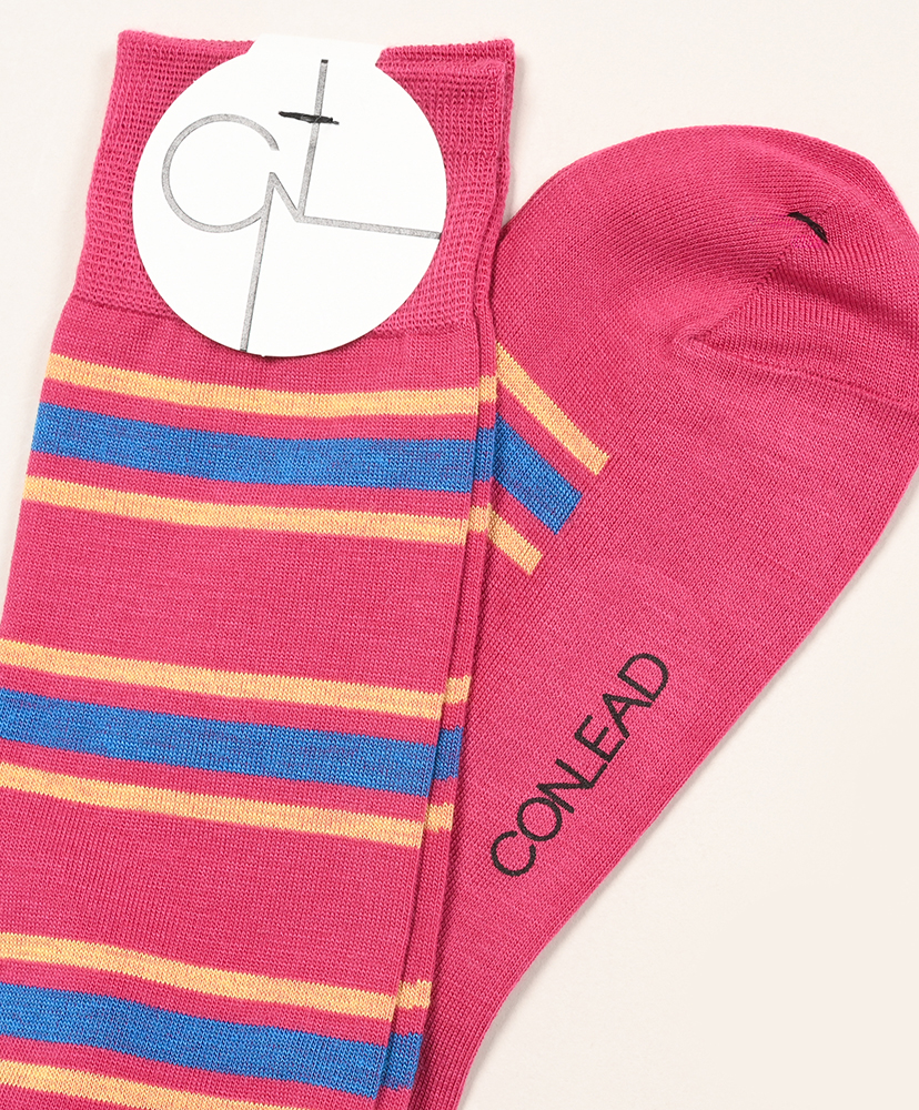 Border Line Wool Long Men Pink/ピンク 25-27cm