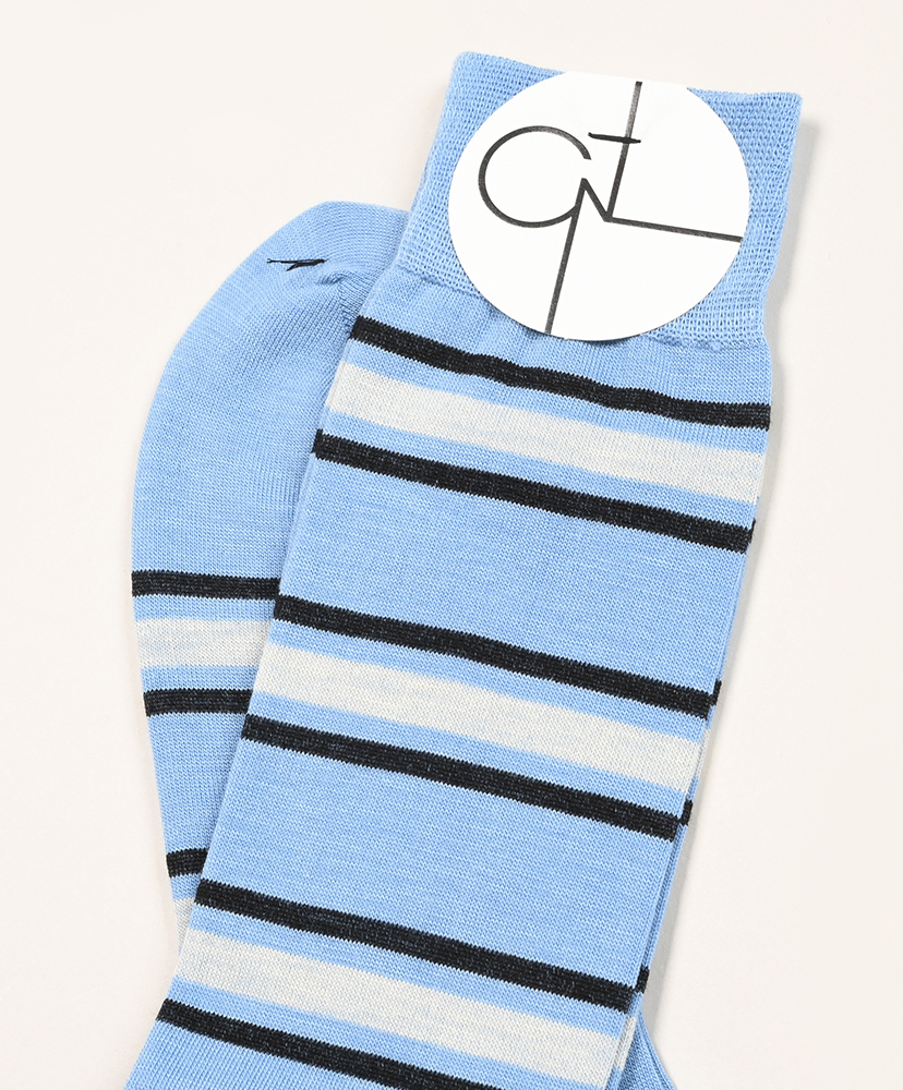 Border Line Wool Long Men Sax/サックス 25-27cm