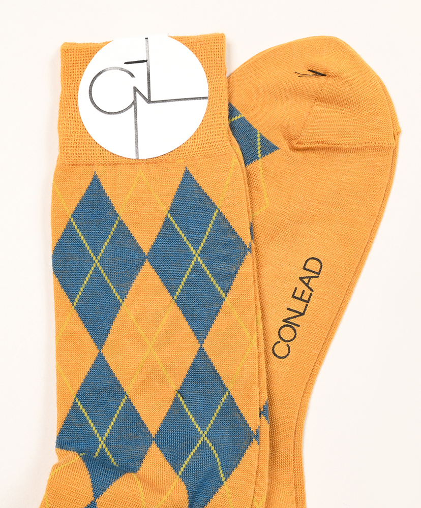 Argyle Wool Long Men Ocher/オーカー 25-27cm