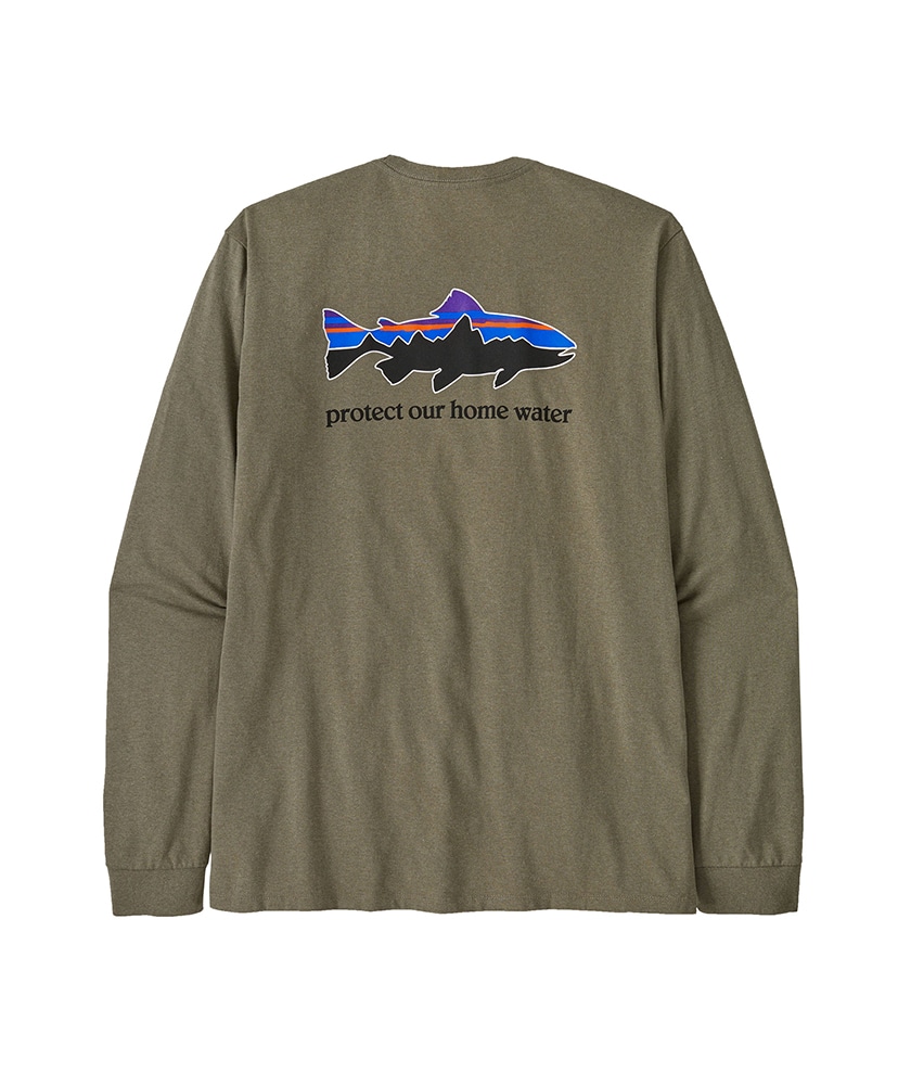 Tシャツ・カットソー Patagonia Men's Long Sleeve Home Water Trout Responsibility Patagonia Home Water Trout Long-Sleeve Responsibili-Tee