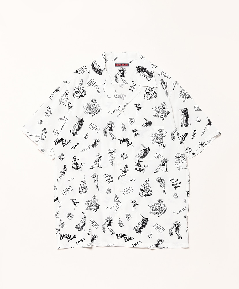 SAILOR'S DREAM ハワイアンシャツ(L(MEN) White/ホワイト): BLUE