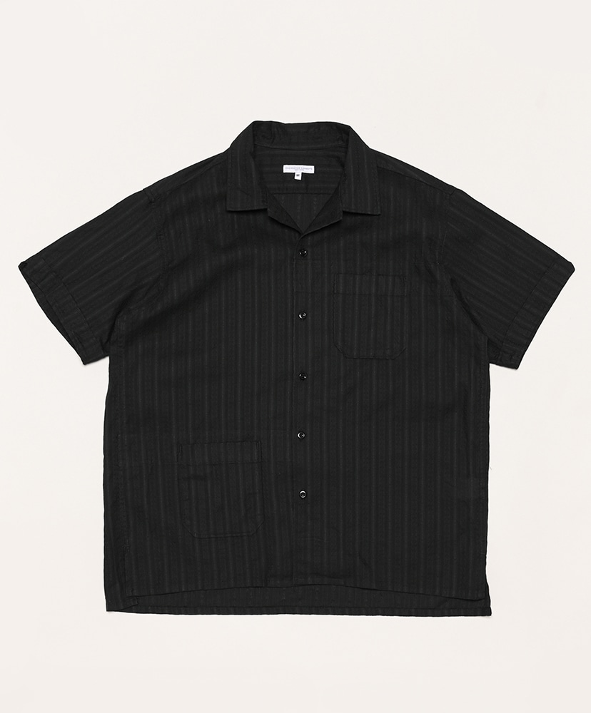 Camp Shirt - Cotton Lace Stripe Jacquard(L(MEN) Black