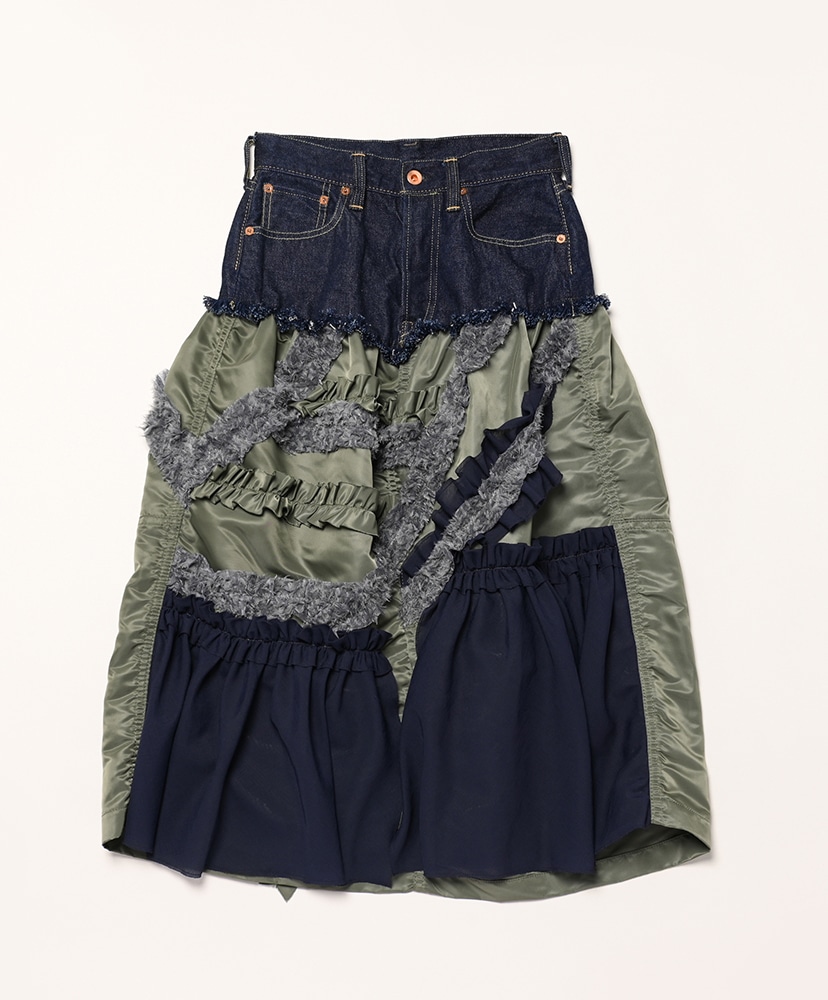 【新品・未使用】BRÚ NA BÓINNE フォレットデニムスカート　S フォレットデニムスカート(S(WOMEN) カーキ): BRU NA BOINNE