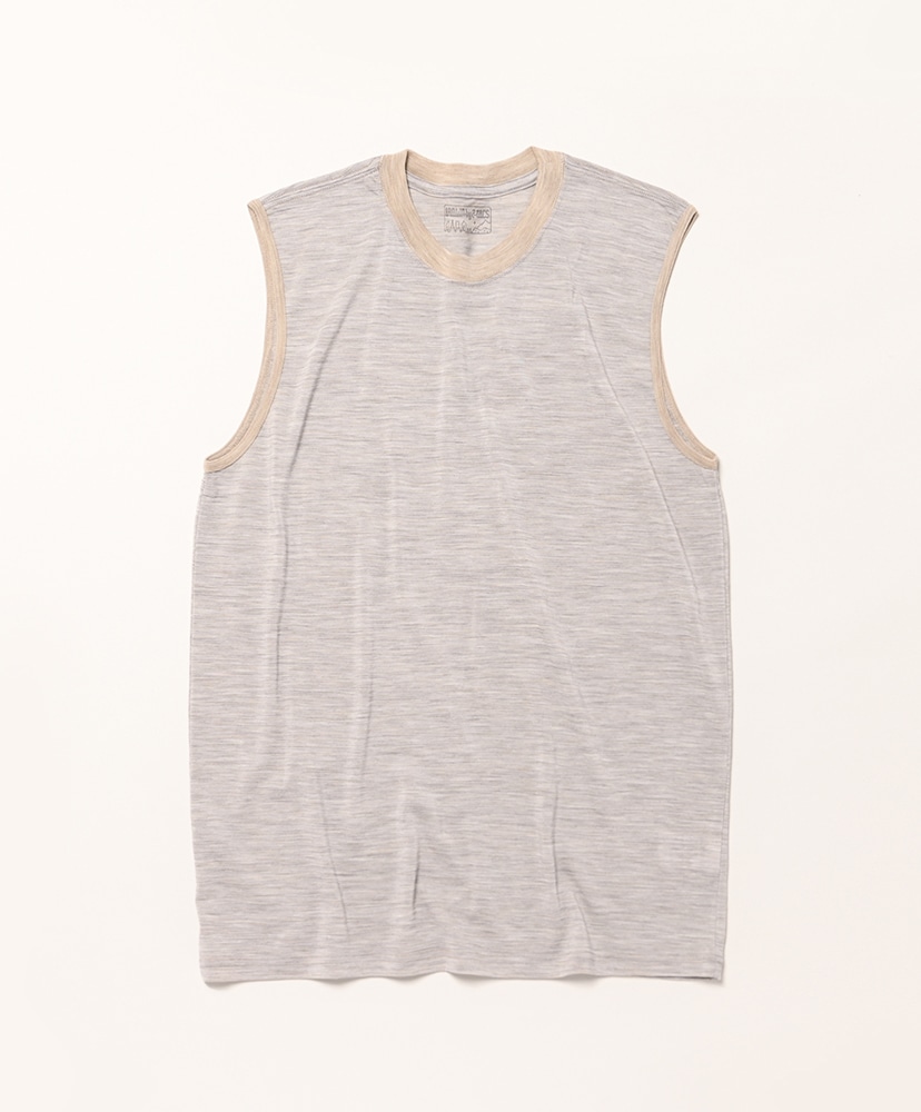 BAA sleeveless(L(MEN) Gray Border/グレーボーダー): BROWN by