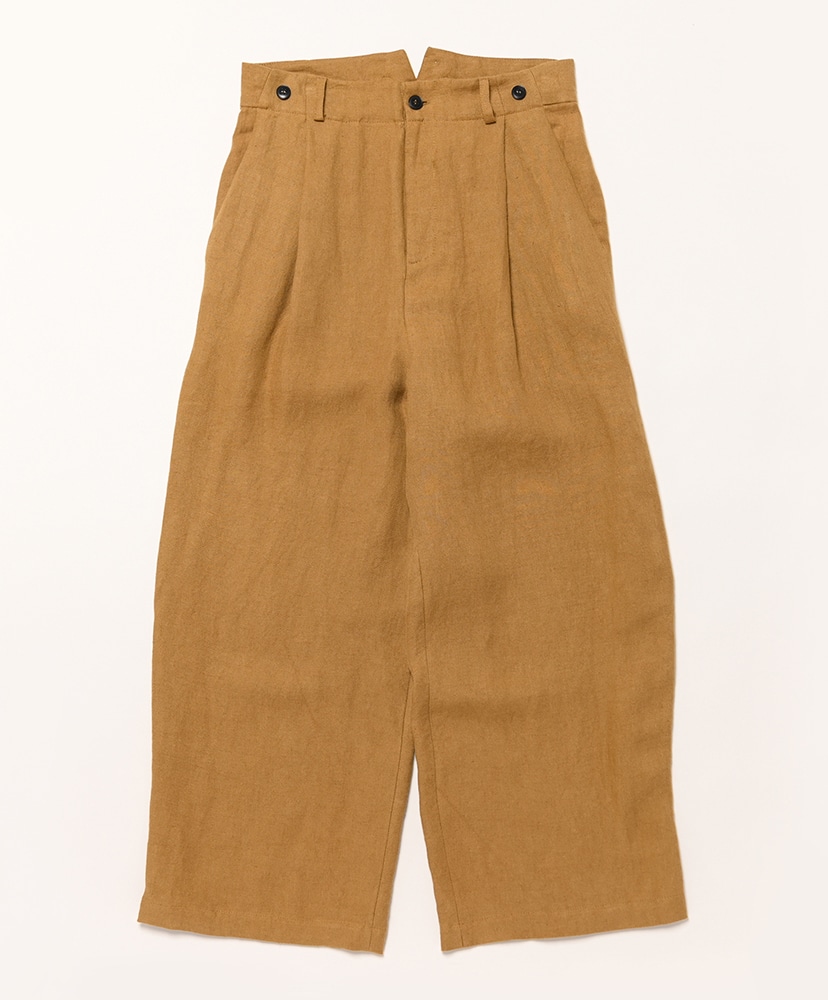 New Washed Old Linen - 1 Tuck Wide Trousers(L(MEN) Mustard