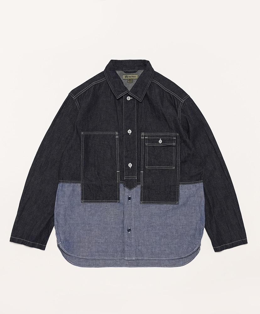 Nigel Cabourn ダークデニム 長袖シャツ サイズ10 Nigel Cabourn UTILITY SHIRT TYPE2 – 10oz DENIM | INDIGO BLUE