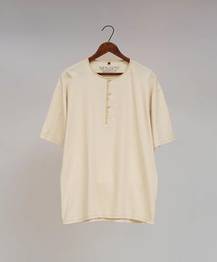 nigel cabourn 50s HENLEY NECK SHIRT ロンT Nigel Cabourn Blue 50s Henley Neck Cotton T-shirt – Drop 93