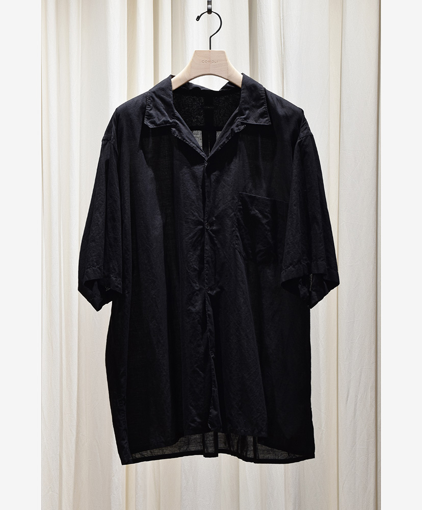 最も信頼できる KHADIコットン 半袖オープンカラーシャツ(1(MEN) Black/ブラック トップス