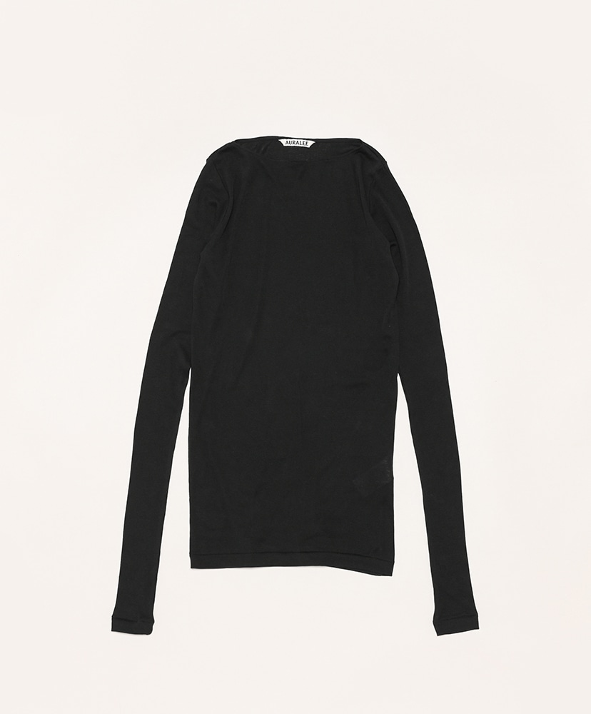 Super High Gauge Sheer Rib Boat Neck L/S Tee(1(WOMEN) Black