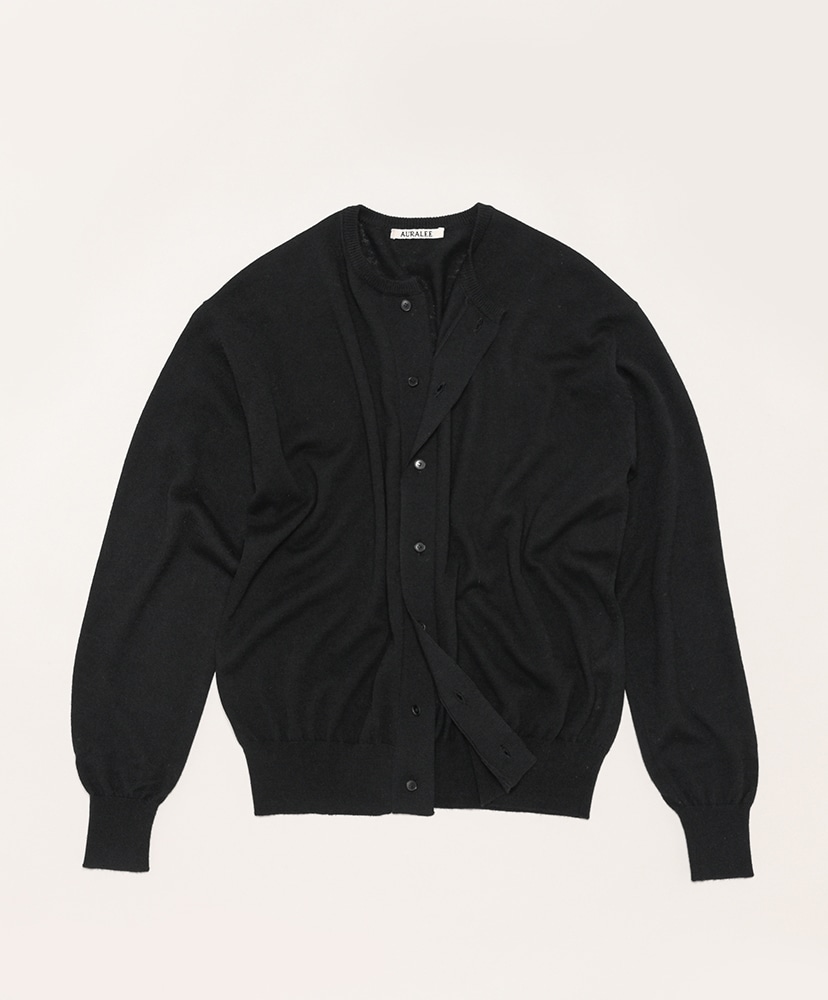 Hard Twist Cashmere Knit Cardigan(3(MEN) Black/ブラック): AURALEE