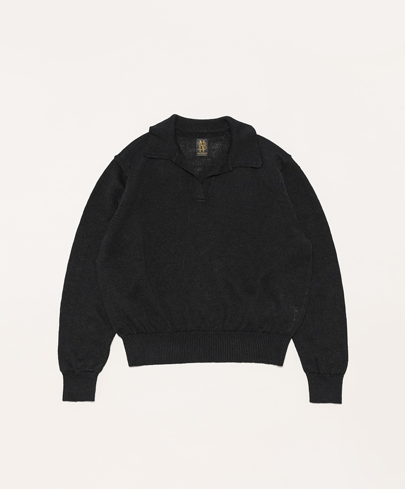 Women Washed High Count Linen Polo Skipper(1(WOMEN) Black/ブラック 