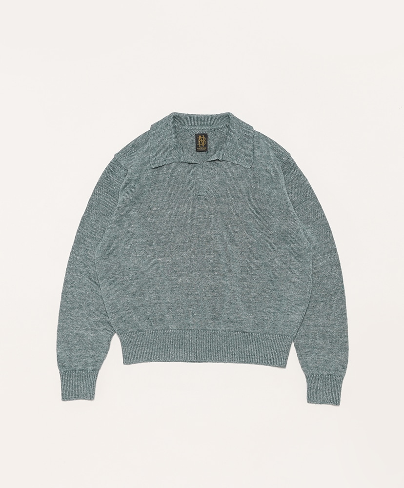 Women Washed High Count Linen Polo Skipper(1(WOMEN) Black/ブラック 