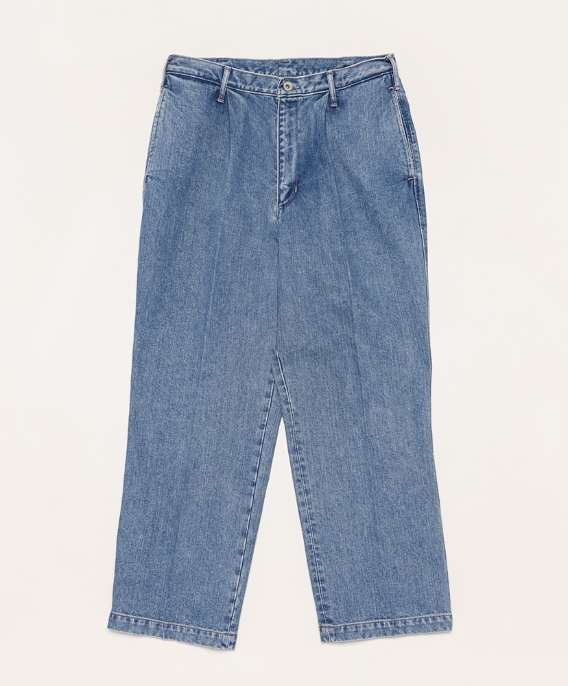 Extra Long Staple Cotton Selvedge Denim One Tuck Trousers(0