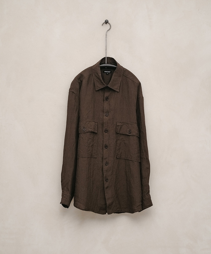 Big Shirt - Yarn Dyed Linen Puppytooth(L(MEN) Brown/ブラウン