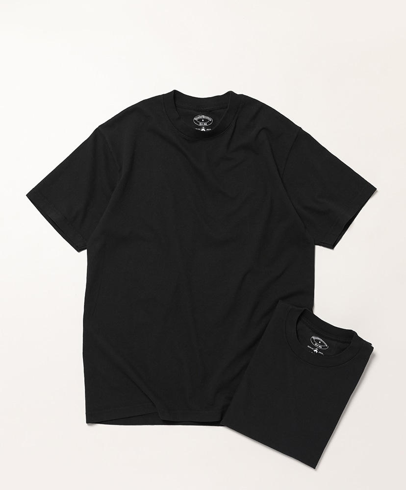 Cotton 2-Pack Crew Neck T Shirt Made in USA(L(MEN) Black