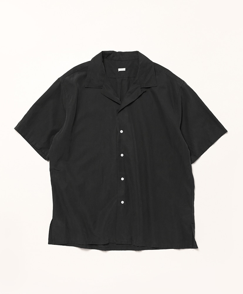 本当に信頼出来る商品 Collar Open Cotton Silk S/S A Black/ブラック): Shirt(1(MEN) トップス