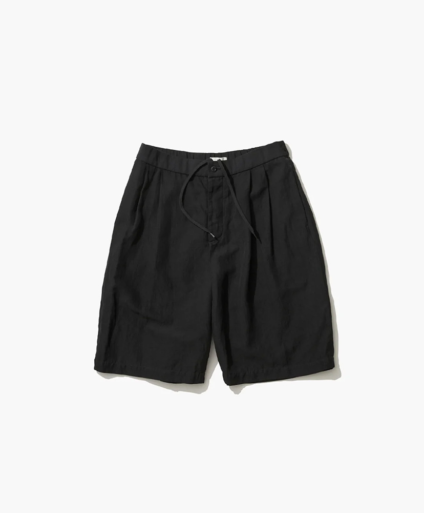 COTTON LINEN VOILE | TWO TUCKED EASY SHORTS(02(MEN) BLACK