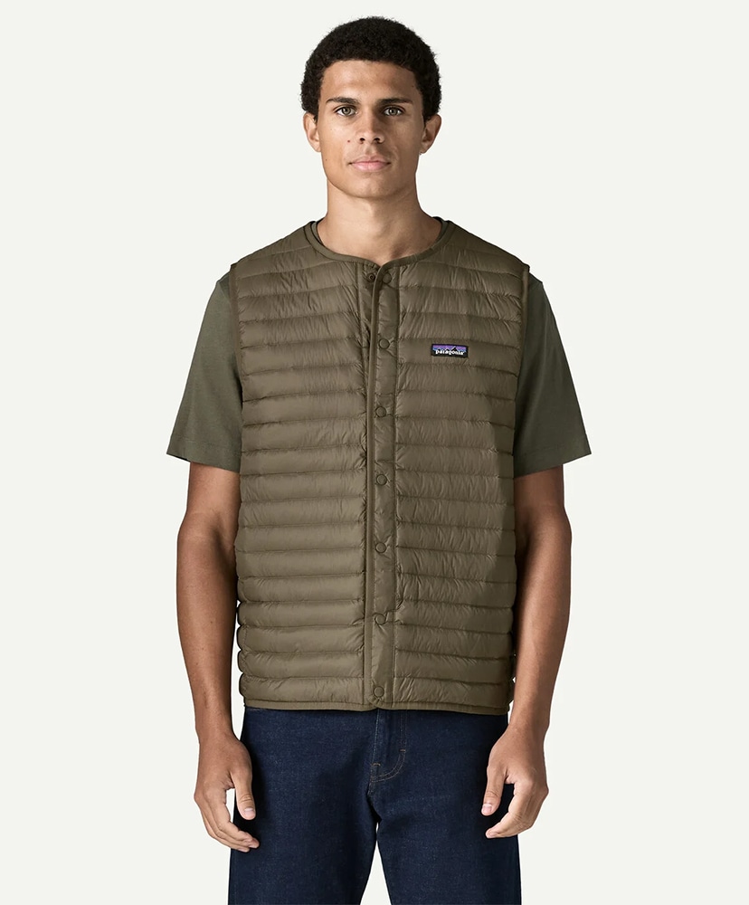 Men's Lightweight Down Sweater Vest BSNG/ベイスングリーン L(MEN)