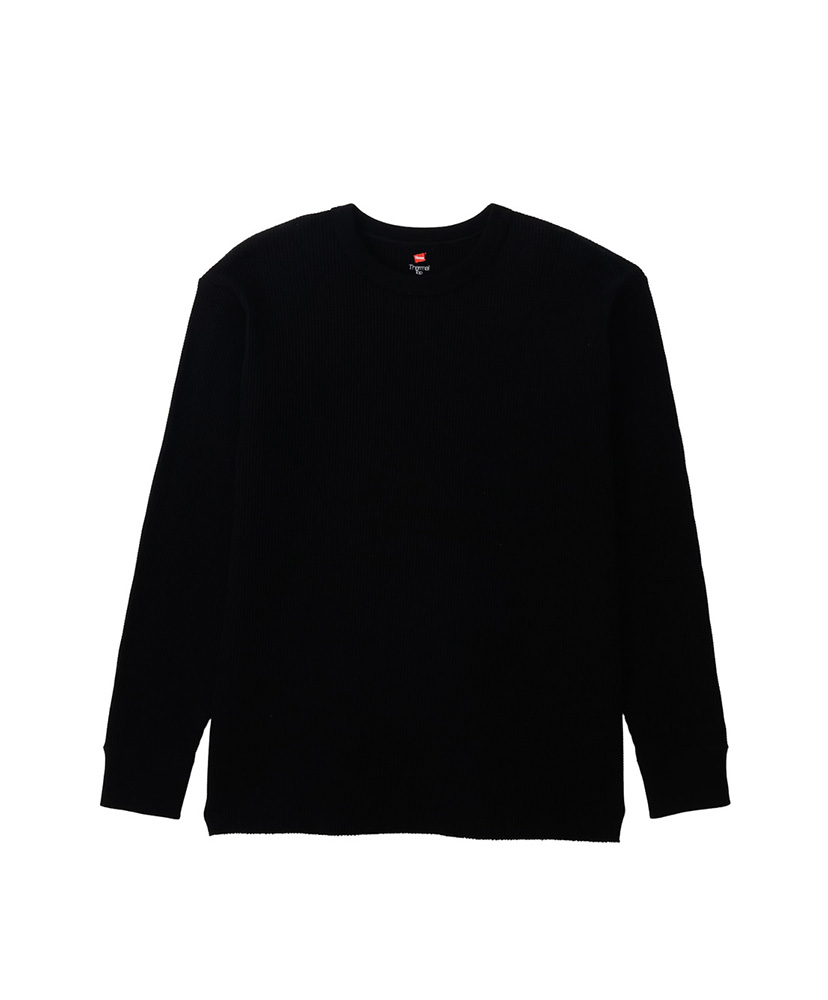 Thermal Top - Crew Neck Long Sleeve(L(MEN) Black/ブラック): Hanes