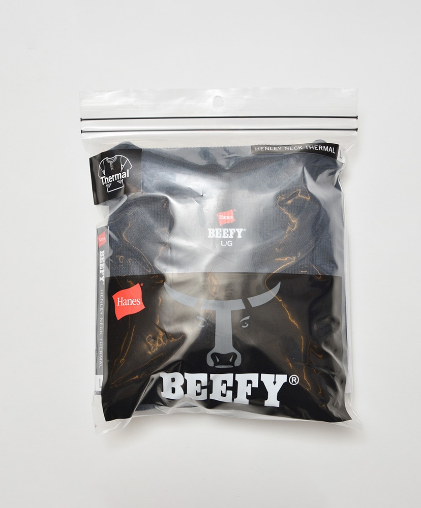 BEEFY Thermal - Henry Neck Long Sleeve Black/ブラック L(MEN)