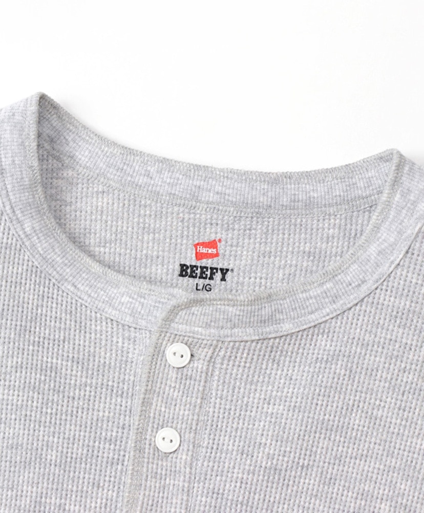 BEEFY Thermal - Henry Neck Long Sleeve Heather Grey/ヘザーグレー L(MEN)