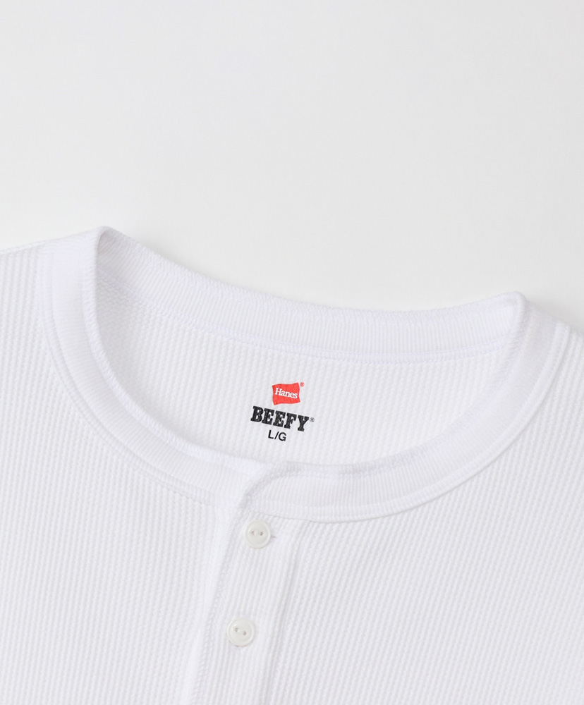 BEEFY Thermal - Henry Neck Long Sleeve White/ホワイト L(MEN)