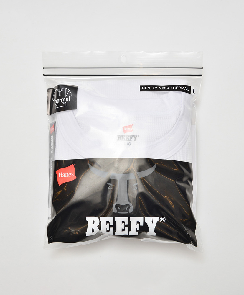 BEEFY Thermal - Henry Neck Long Sleeve White/ホワイト L(MEN)
