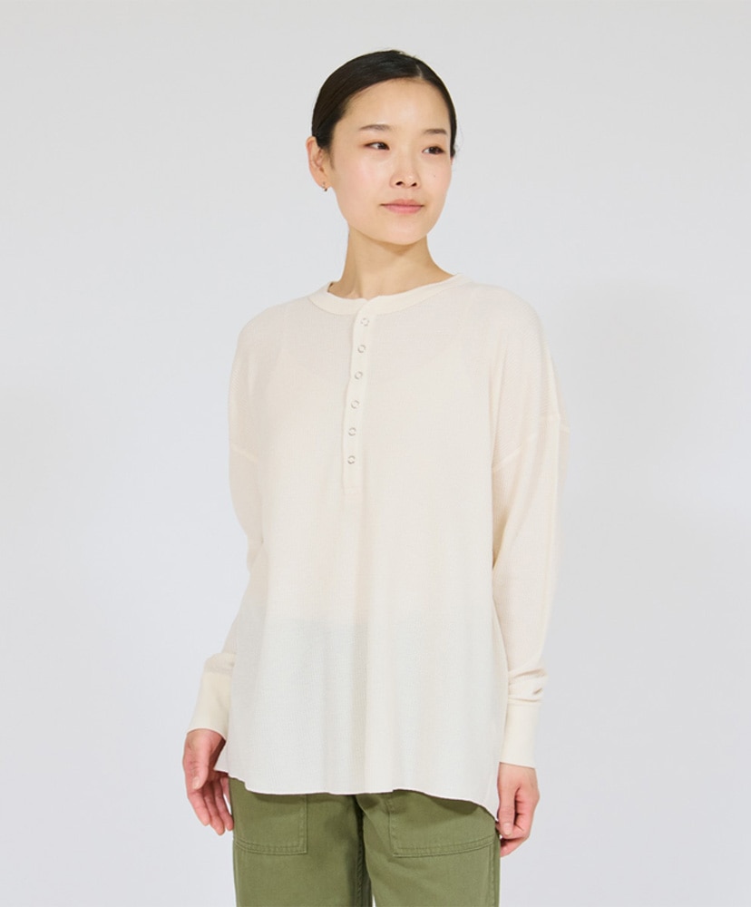 Thermal For Her - Henley Neck T-Shirt Off White/オフホワイト L(WOMEN)