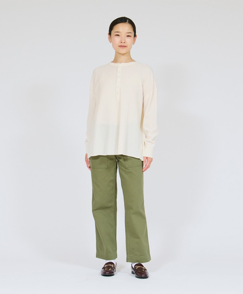 Thermal For Her - Henley Neck T-Shirt Off White/オフホワイト L(WOMEN)