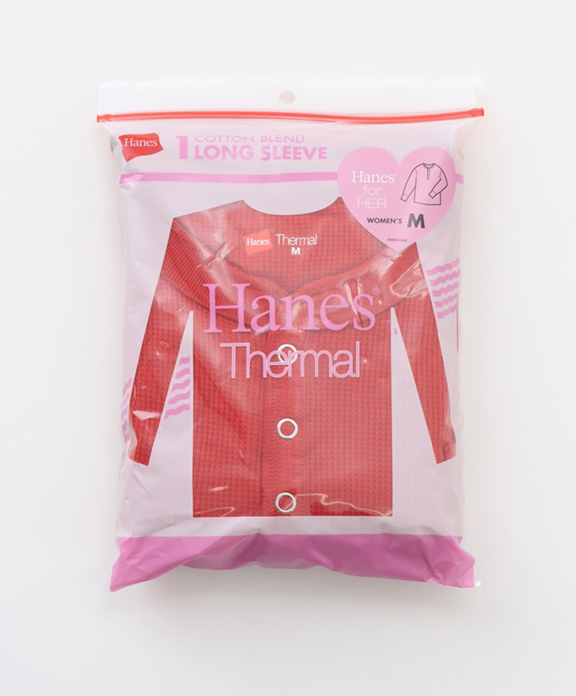 Thermal For Her - Henley Neck T-Shirt Red/レッド L(WOMEN)