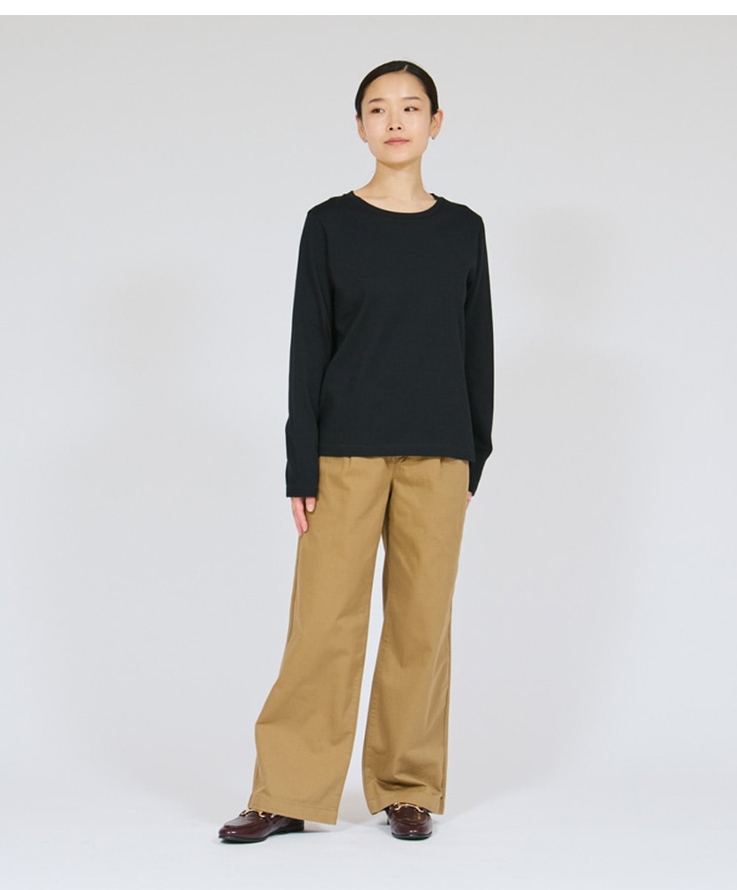 Hanes T-SHIRTS KURO for HER - Crew Neck Long Sleeve T-Shirt Black/ブラック L(WOMEN)