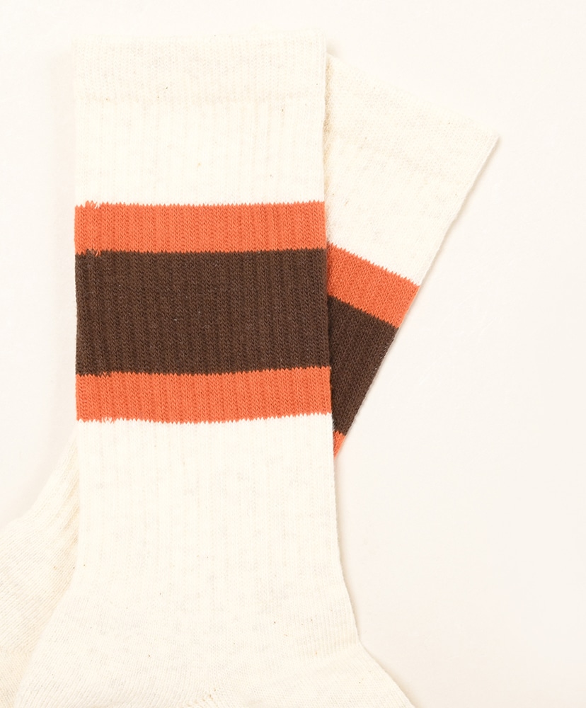 50th Line Socks Orange×Brown/オレンジ×ブラウン M