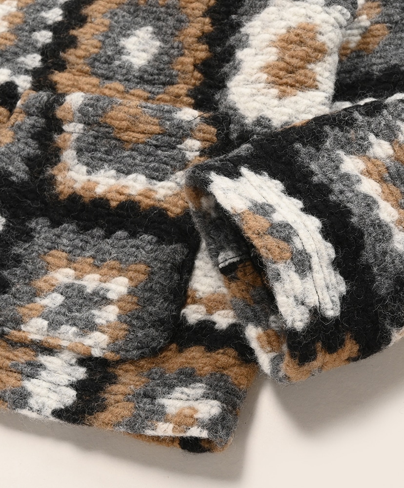 Knit Cardigan - Wool Poly Chenille White×Black/ホワイト×ブラック M(MEN)