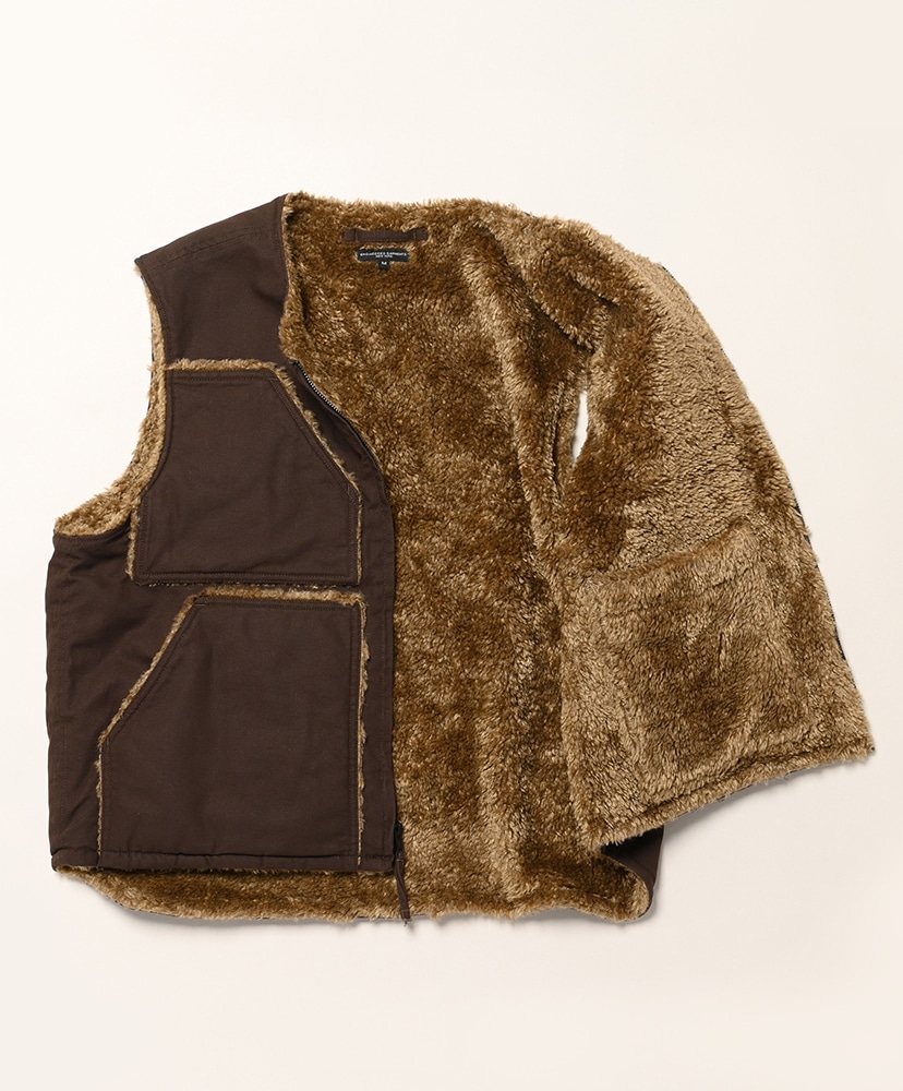 Over Vest 10oz Duck Canvas Acrylic Curly Fur Brown/ブラウン L(MEN)