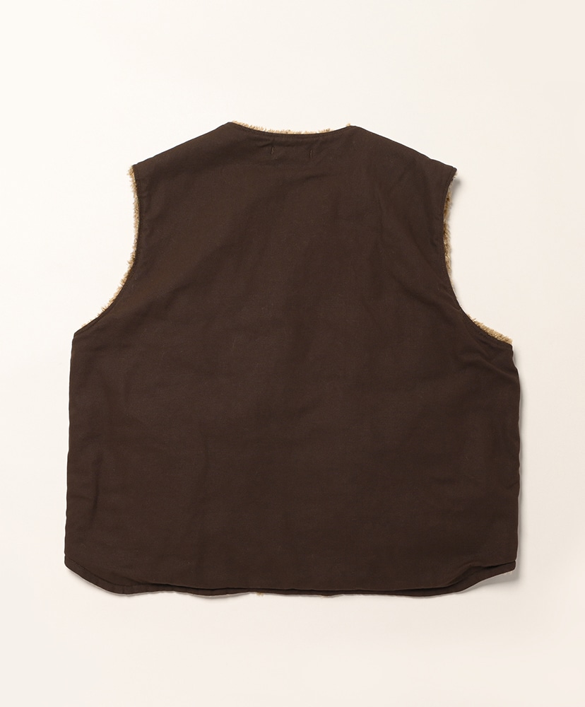 Over Vest 10oz Duck Canvas Acrylic Curly Fur Brown/ブラウン L(MEN)