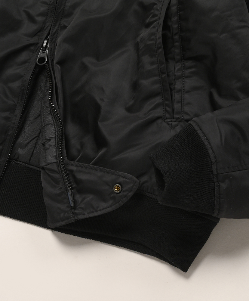 Aviator Jacket - Flight Satin Nylon Black/ブラック L(MEN)