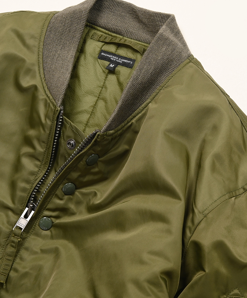 Aviator Jacket - Flight Satin Nylon Olive/オリーブ L(MEN)